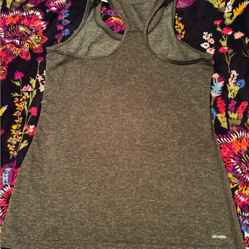 adidas Gray Heather Racerback Performance Tank - Picture 2 of 4